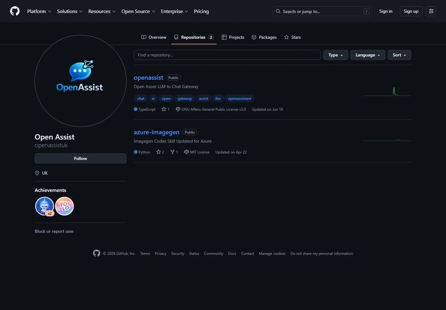 OpenAssist open-source repositories on GitHub