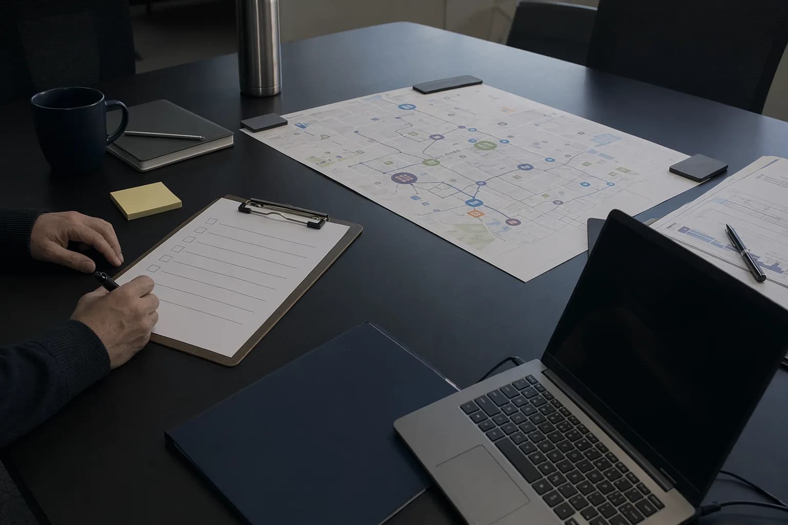 Public service technology planning table with secure service map